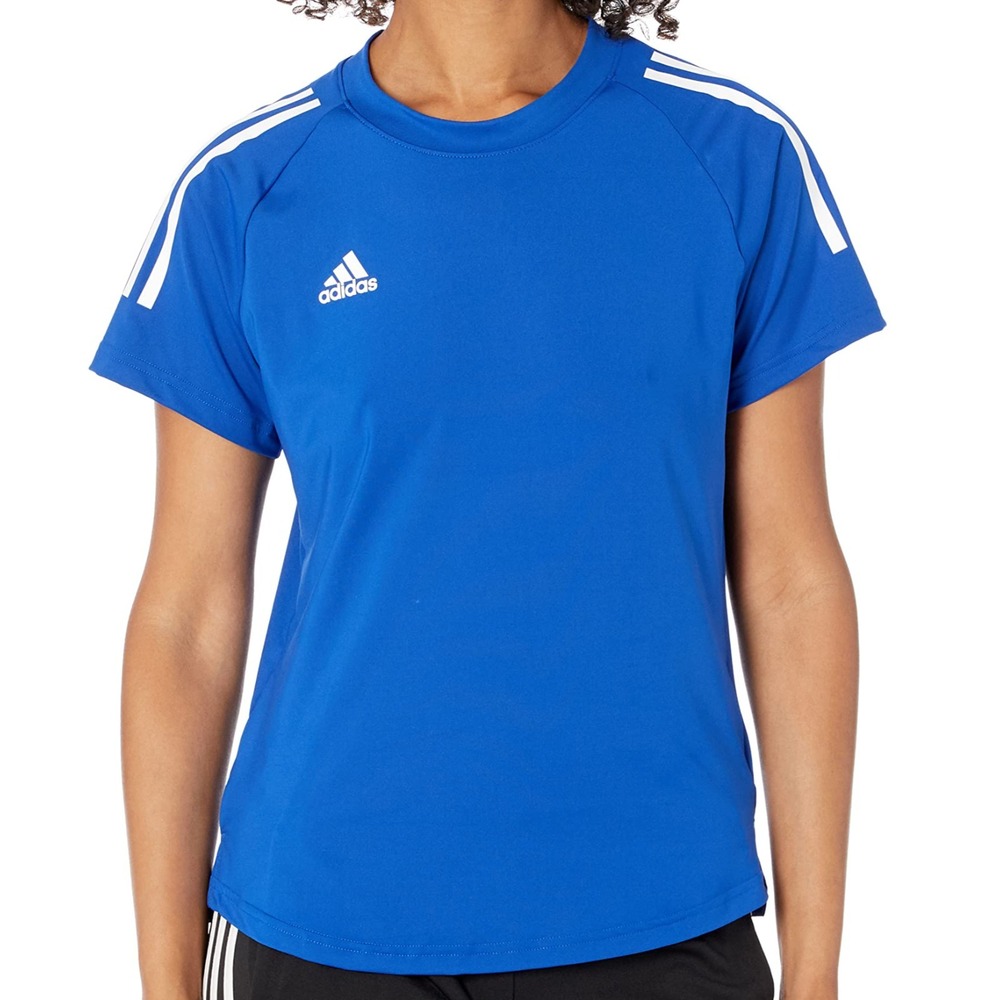 Adidas HILO Jersey SS T-Shirt Team Royal Blue/White Women's Sz LG NWT!
